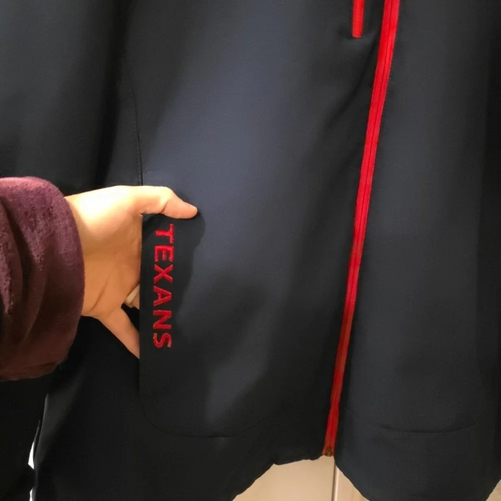 HOUSTON TEXANS 3 Layer Soft Shell Hooded Coat Embroidered Logo Size XL EXCELLENT